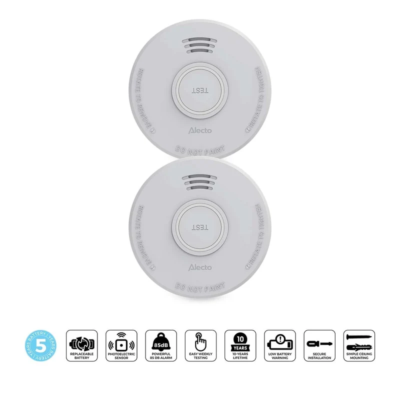 Alecto SD530 2X - Rauchmelder - 5 Jahre Batterie - 2 Stück