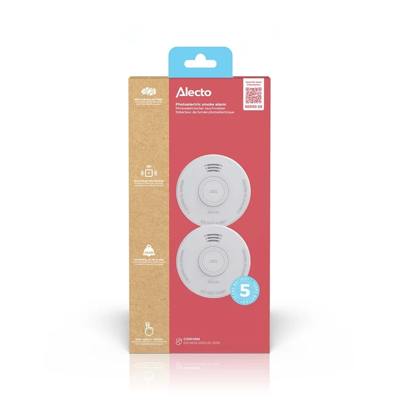 Alecto SD530 2X - Rauchmelder - 5 Jahre Batterie - 2 Stück