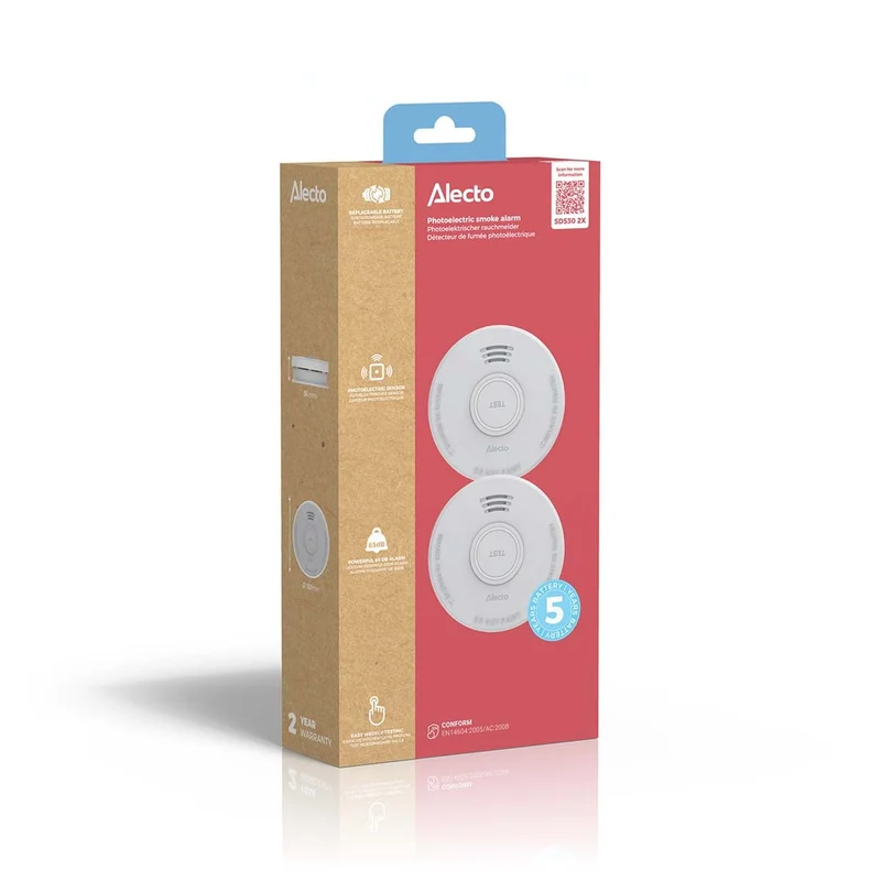 Alecto SD530 2X - Rauchmelder - 5 Jahre Batterie - 2 Stück