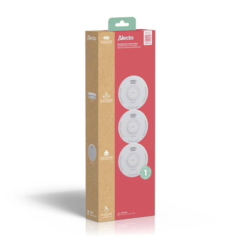 Alecto SD110 3X - Rauchmelder - 1 Jahr Batterie - Weiß - 3 Stück