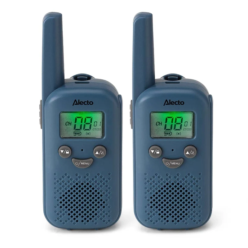 Alecto FR10BU - Set aus zwei wiederaufladbaren Walkie-Talkies für Kinder - Reichweite bis zu 6 Kilometern und lange Standby-Zeit bis zu 24 Stunden - Denimblau