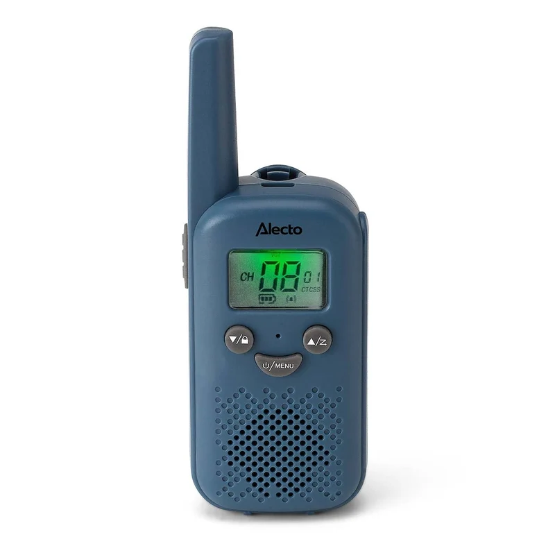 Alecto FR10BU - Set aus zwei wiederaufladbaren Walkie-Talkies für Kinder - Reichweite bis zu 6 Kilometern und lange Standby-Zeit bis zu 24 Stunden - Denimblau