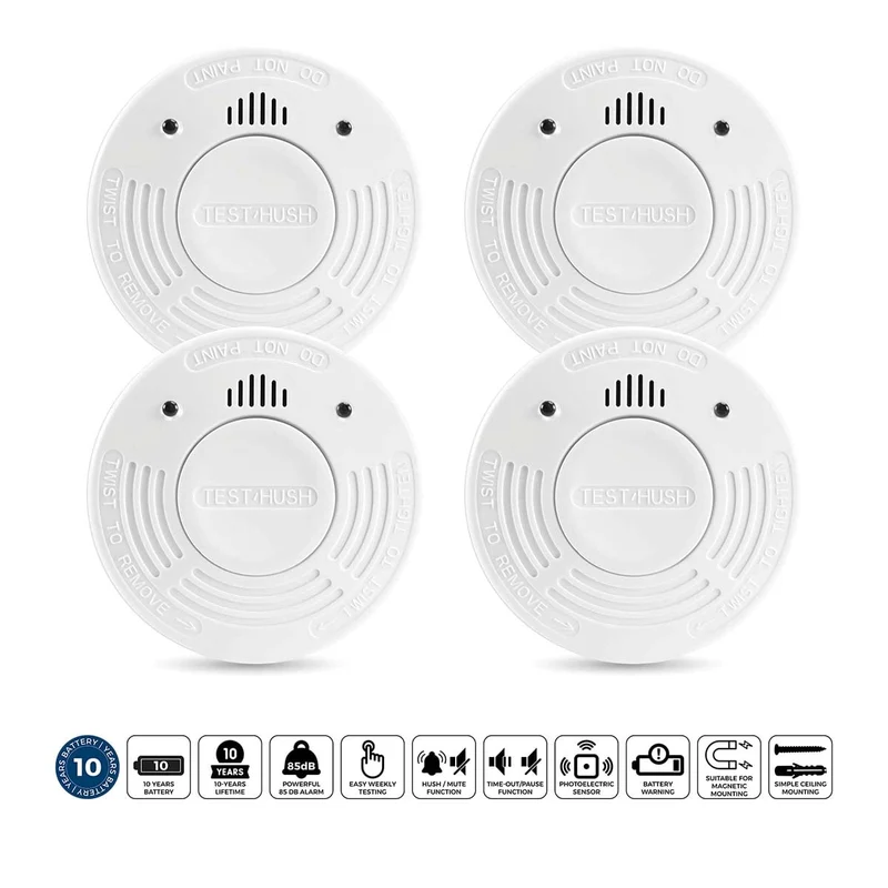 Alecto SD1010 4X – Rauchmelder mit 10-Jahres-Batterie, 4er-Pack