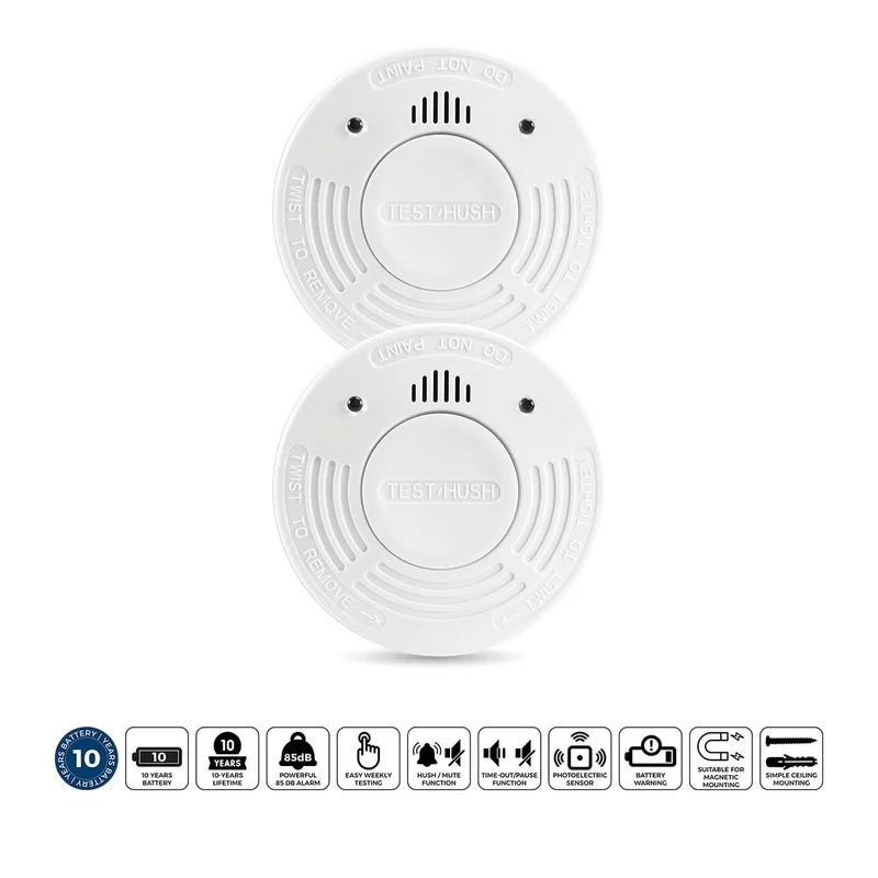 Alecto SD1010 2X – Rauchmelder mit 10-Jahres-Batterie, 2er-Pack