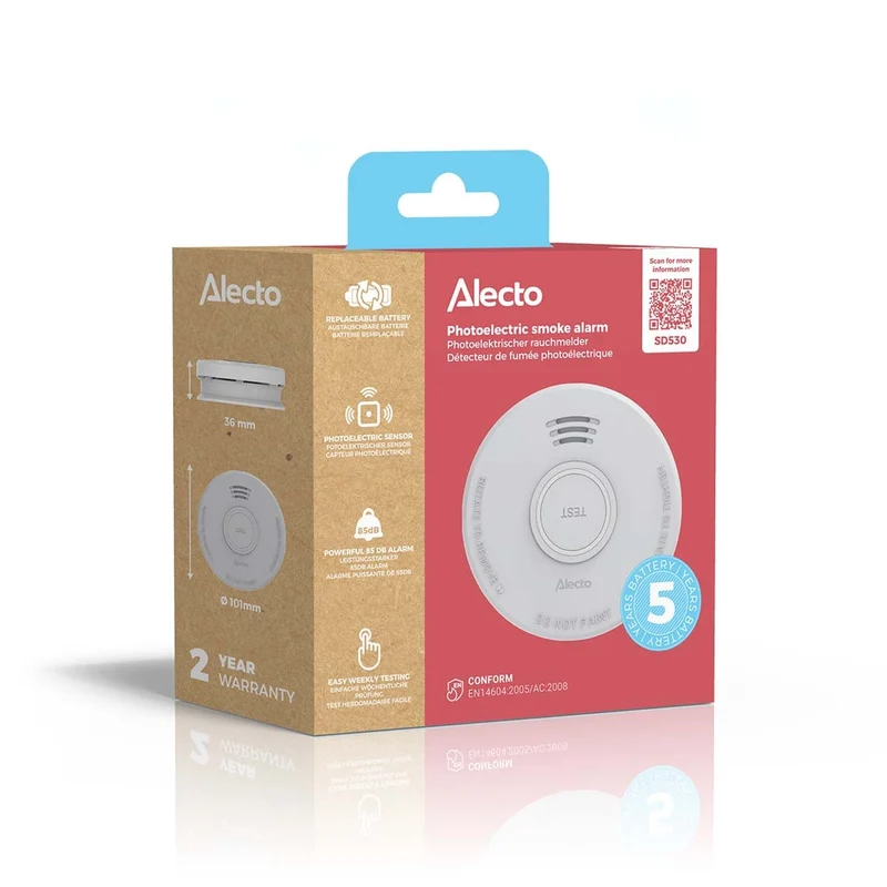 Alecto SD530 - Rauchmelder - 5-Jahres-Batterie - Weiß