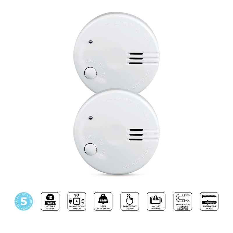 Alecto SD510 2X - Mini Rauchmelder - 5 Jahre Batterie - 2er-Pack - Weiß