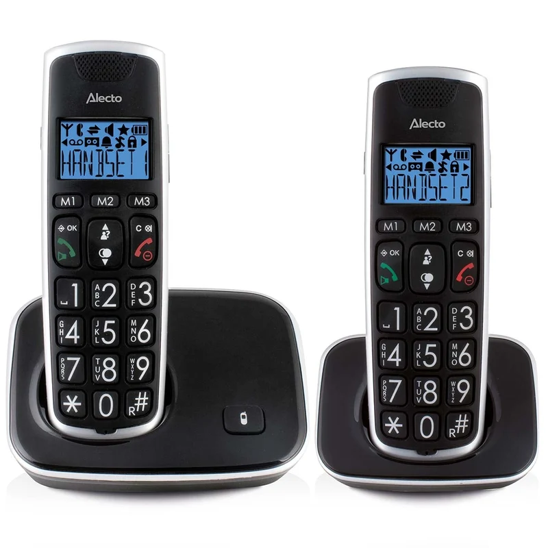 Alecto FX-6020 - Senioren DECT Telefon mit großen Tasten - 2 Mobilteile - Schwarz