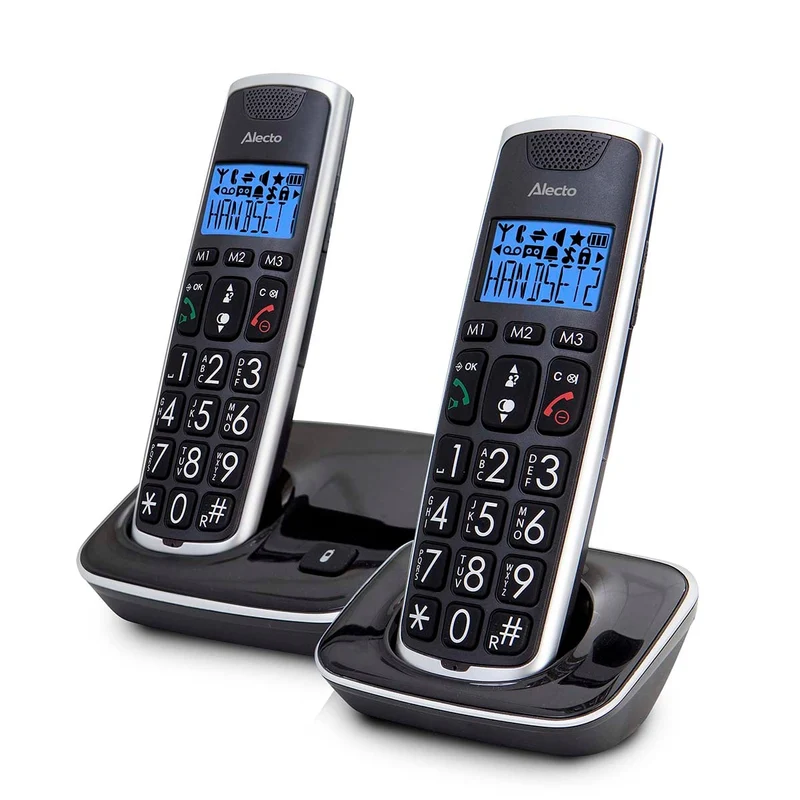 Alecto FX-6020 - Senioren DECT Telefon mit großen Tasten - 2 Mobilteile - Schwarz