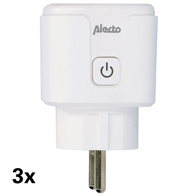 Alecto SMART-PLUG20 - Smarter WLAN-Zwischenstecker mit Stromzähler, 16 A, 3680 W, 3er-Pack, Weiß