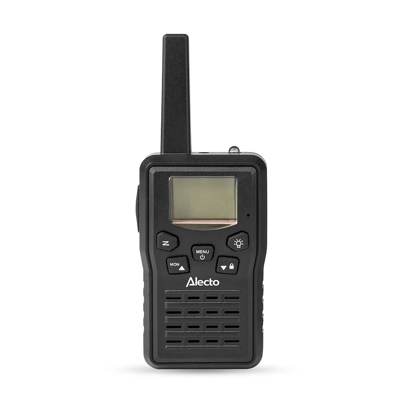 Alecto FR200BK - Set mit 2 wiederaufladbaren Walkie-Talkies mit einer Reichweite von bis zu 10 km und VOX-Freisprechfunktion - Wiederaufladbar über Ladestation und USB-C - Schwarz