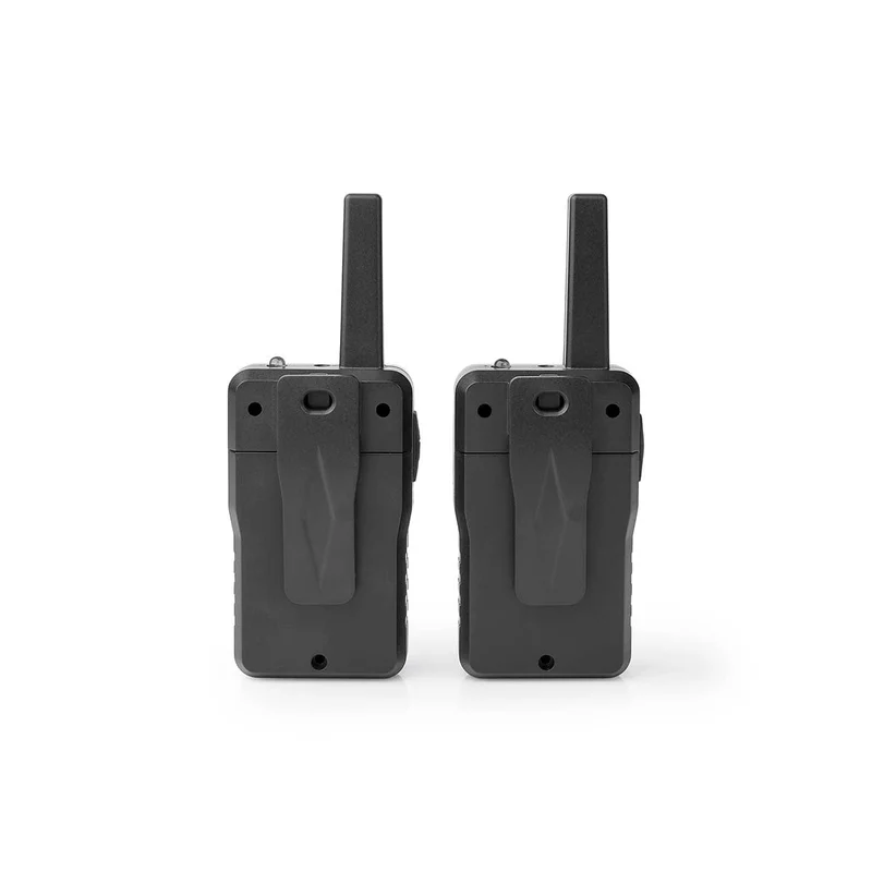 Alecto FR200BK - Set mit 2 wiederaufladbaren Walkie-Talkies mit einer Reichweite von bis zu 10 km und VOX-Freisprechfunktion - Wiederaufladbar über Ladestation und USB-C - Schwarz