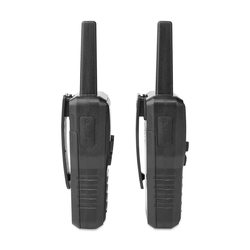 Alecto FR200BK - Set mit 2 wiederaufladbaren Walkie-Talkies mit einer Reichweite von bis zu 10 km und VOX-Freisprechfunktion - Wiederaufladbar über Ladestation und USB-C - Schwarz