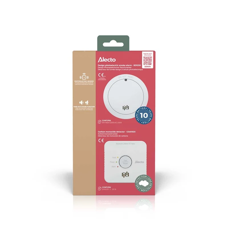 Alecto SDX04 - Kombipack SD1030 + COA1920 - Sicherheitsset Rauch- und Kohlenmonoxidmelder