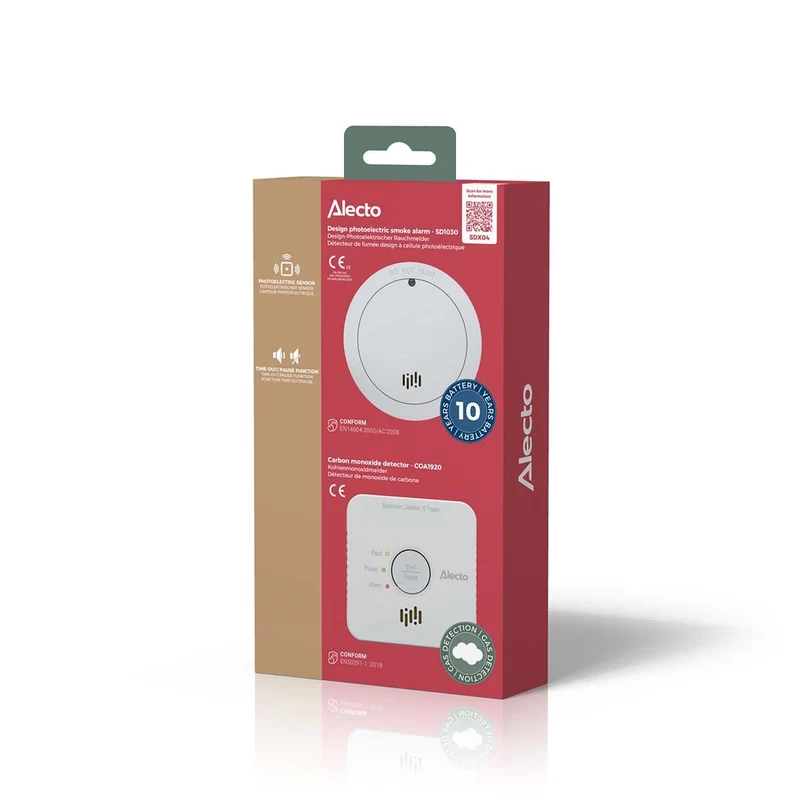 Alecto SDX04 - Kombipack SD1030 + COA1920 - Sicherheitsset Rauch- und Kohlenmonoxidmelder