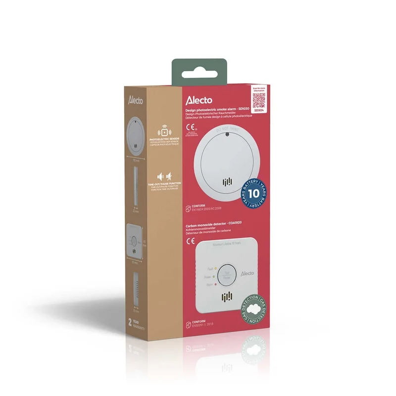 Alecto SDX04 - Kombipack SD1030 + COA1920 - Sicherheitsset Rauch- und Kohlenmonoxidmelder