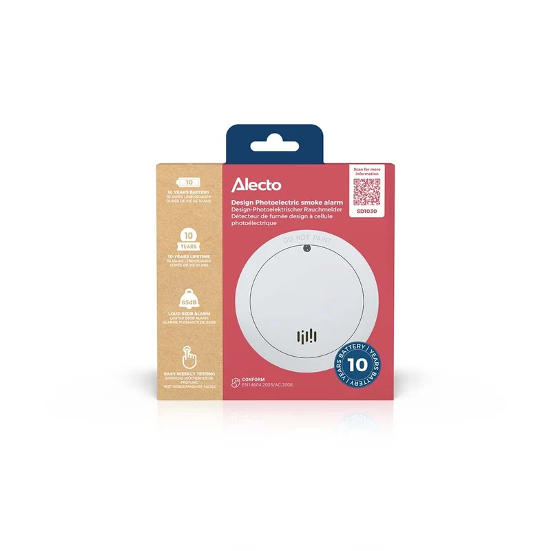 Alecto SD1030 - Rauchmelder mit 10 Jahren Batterie- und Sensor-Lebensdauer - Weiß