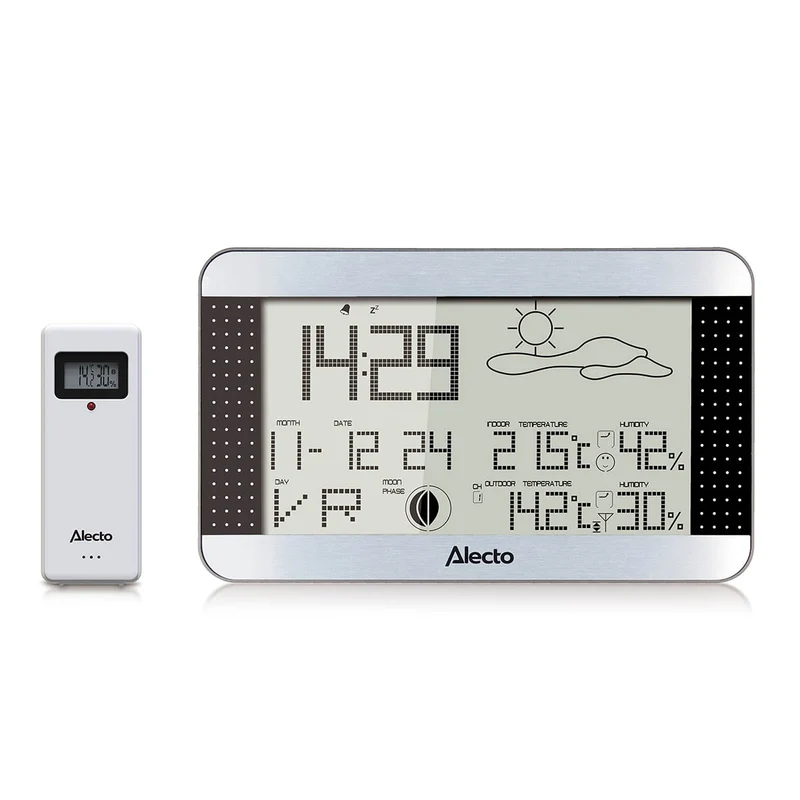 Alecto WS-1700 - Wetterstation mit kabellosem Außensensor, silber