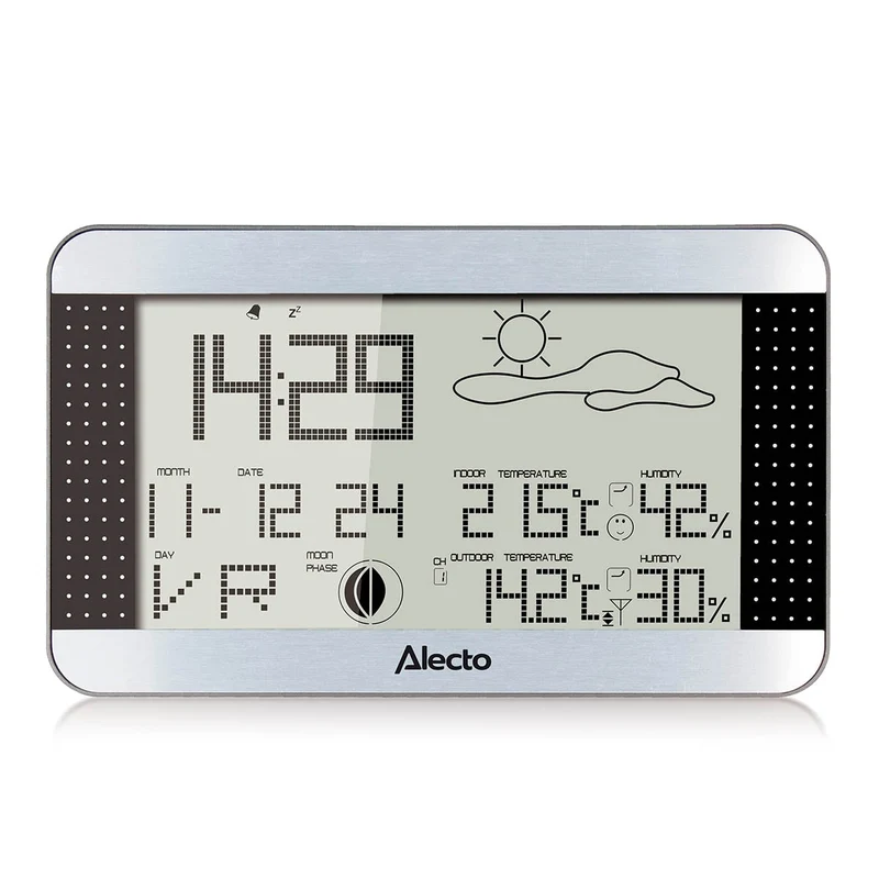 Alecto WS-1700 - Wetterstation mit kabellosem Außensensor, silber