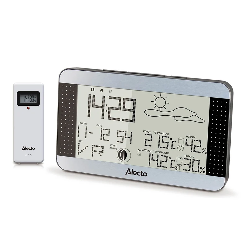 Alecto WS-1700 - Wetterstation mit kabellosem Außensensor, silber