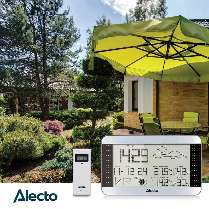 Alecto WS-1700 - Wetterstation mit kabellosem Außensensor, silber