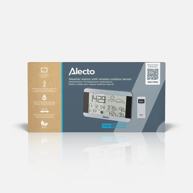 Alecto WS-1700 - Wetterstation mit kabellosem Außensensor, silber