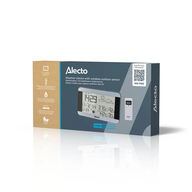 Alecto WS-1700 - Wetterstation mit kabellosem Außensensor, silber