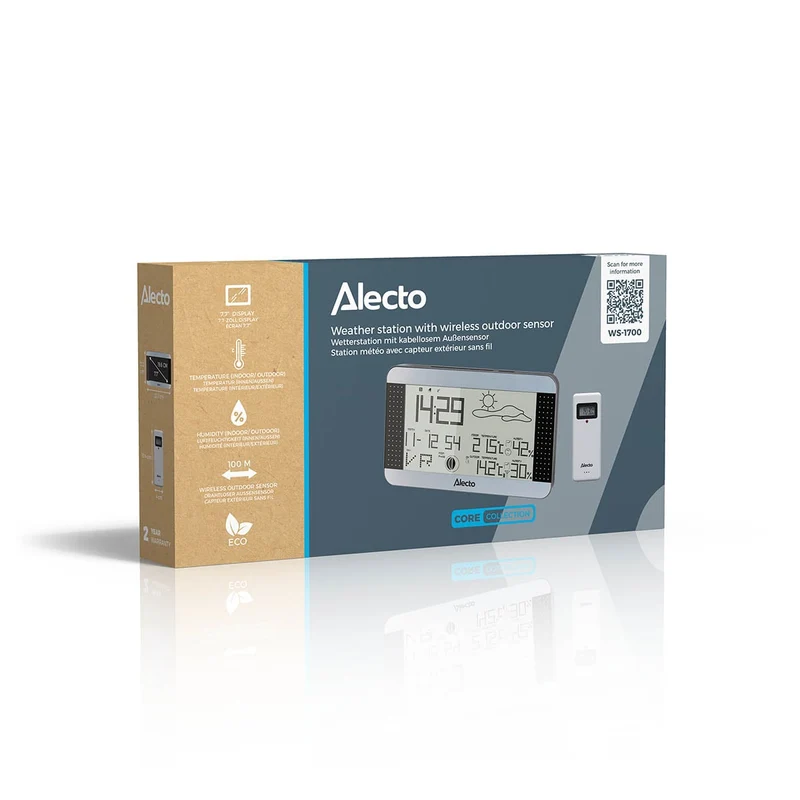 Alecto WS-1700 - Wetterstation mit kabellosem Außensensor, silber