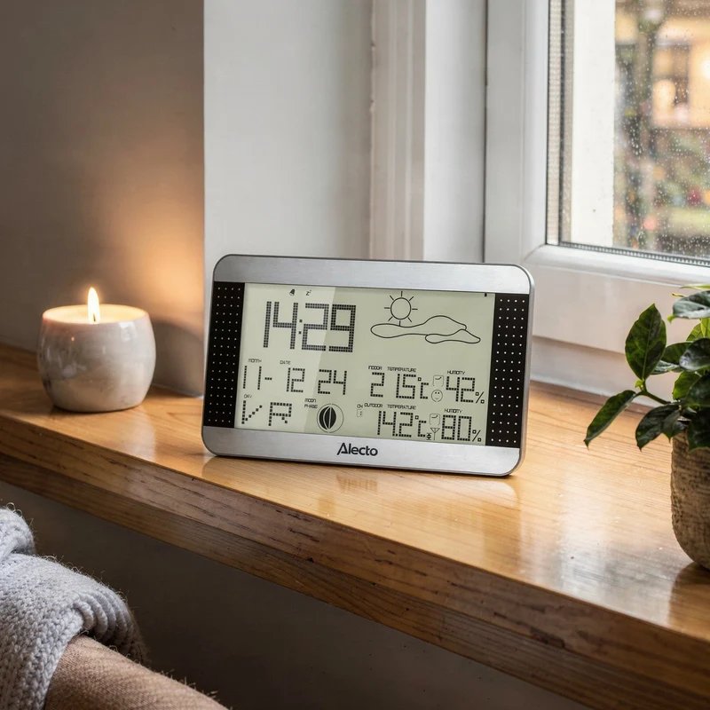 Alecto WS-1700 - Wetterstation mit kabellosem Außensensor, silber
