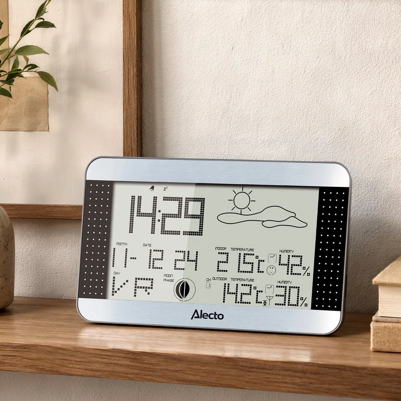 Alecto WS-1700 - Wetterstation mit kabellosem Außensensor, silber