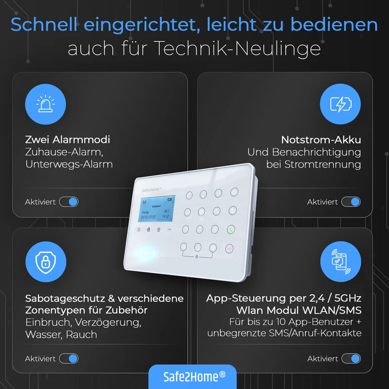 SP210 Funk Alarmanlage - Komplettset groß
