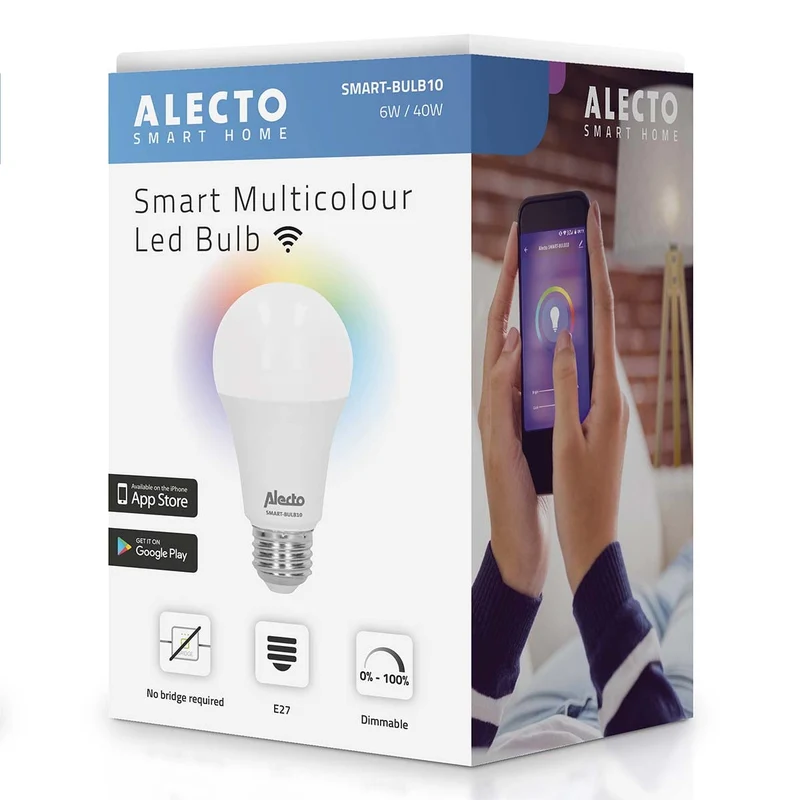 Alecto SMART-BULB10 - Smarte WLAN LED-Lampe, weiß