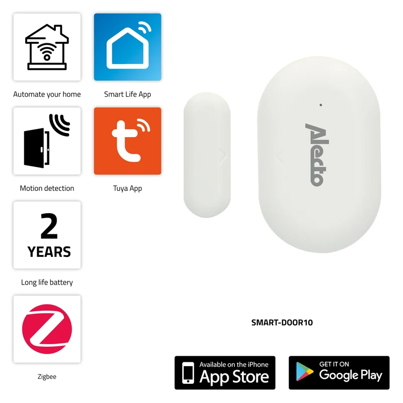 Alecto SMART-SAFETY1 - Smart-Home Starterset – Bridge - Rauchmelder 2x - WLAN-Kamera - Fenster-/Türsensor 3x – Bewegungssensor – ZigBee-Protokoll
