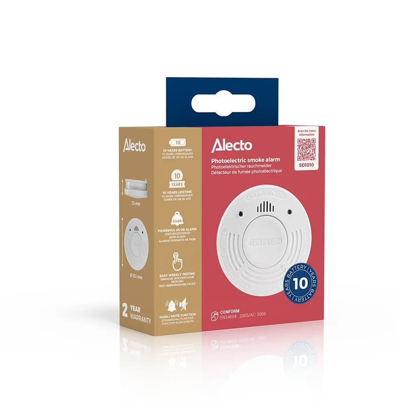 Alecto SD1010 – Rauchmelder mit 10-jähriger Batterielebensdauer