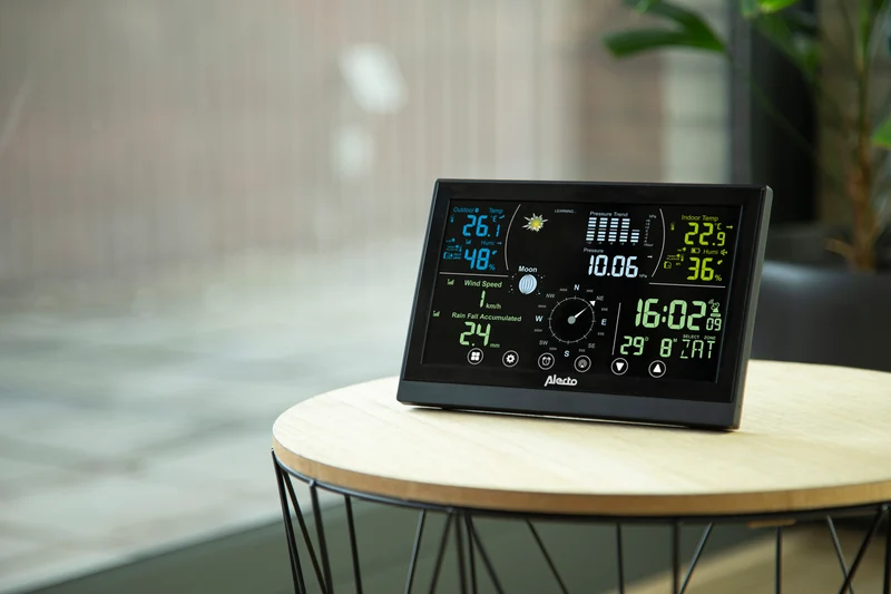 Alecto WS3875 - Professionelle 6-in-1 Wetterstation - Kabelloser Außensensor - Schwarz
