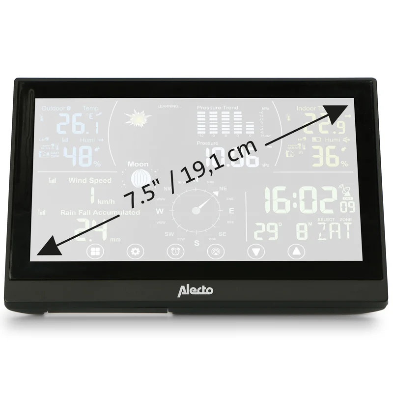 Alecto WS3875 - Professionelle 6-in-1 Wetterstation - Kabelloser Außensensor - Schwarz