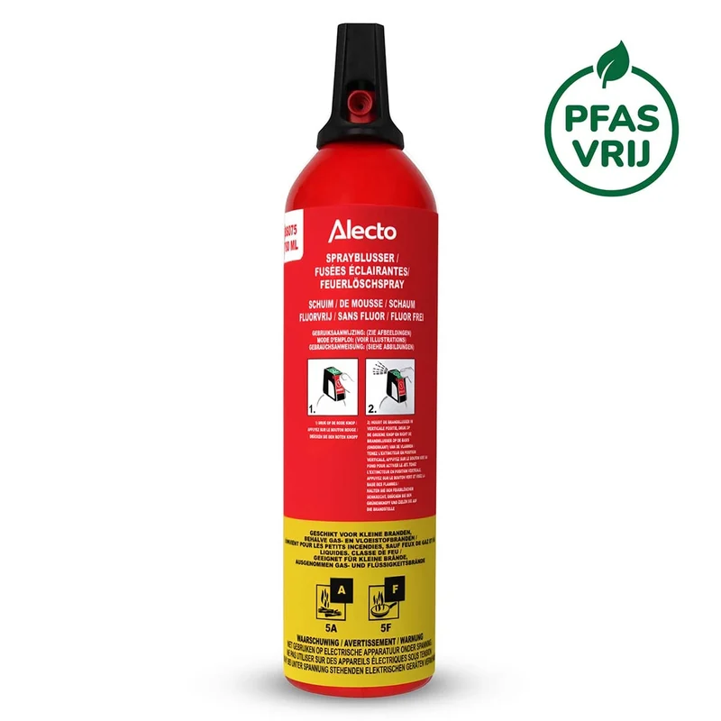 Alecto BS075 - Feuerlöscher - Spray - 750 ml - PFAS-frei - Rot