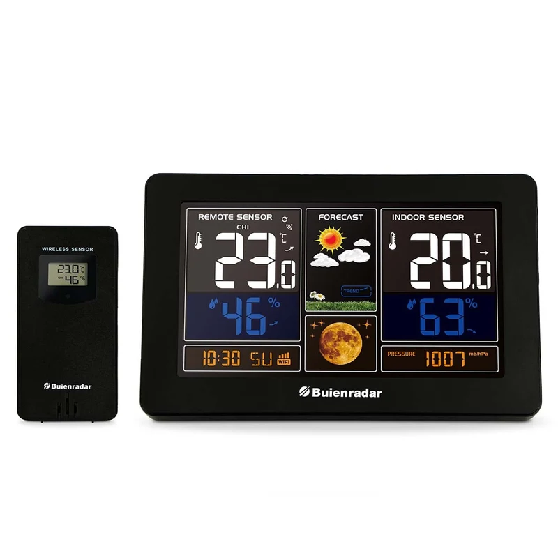 Buienradar BR900 - 3 in 1 WLAN-Wetterstation mit App und kabellosem Außensensor, schwarz