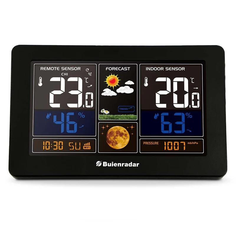 Buienradar BR900 - 3 in 1 WLAN-Wetterstation mit App und kabellosem Außensensor, schwarz