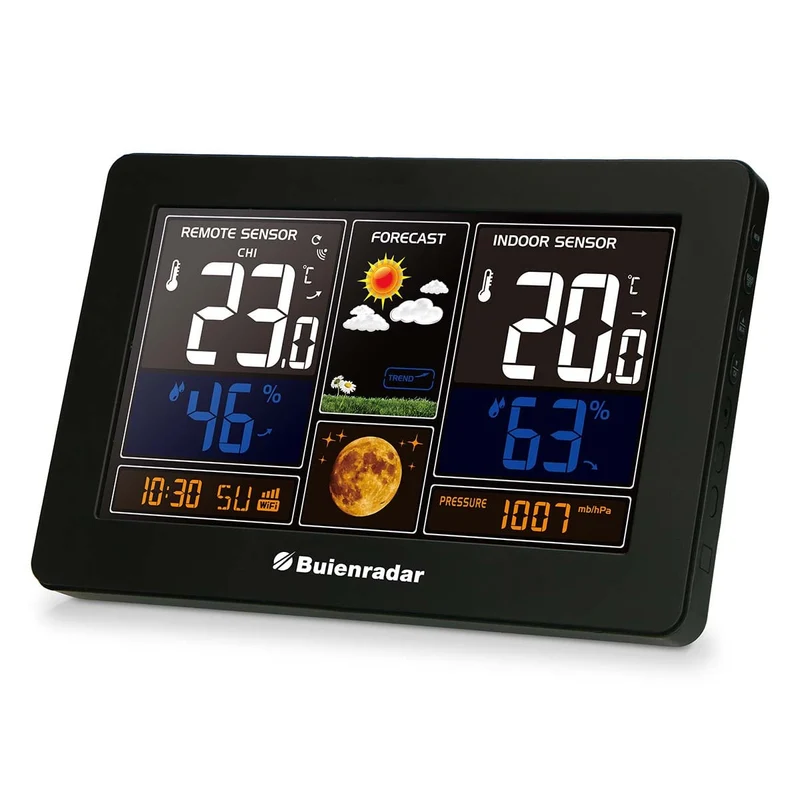 Buienradar BR900 - 3 in 1 WLAN-Wetterstation mit App und kabellosem Außensensor, schwarz