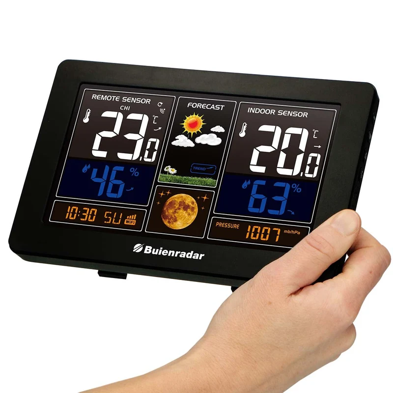 Buienradar BR900 - 3 in 1 WLAN-Wetterstation mit App und kabellosem Außensensor, schwarz