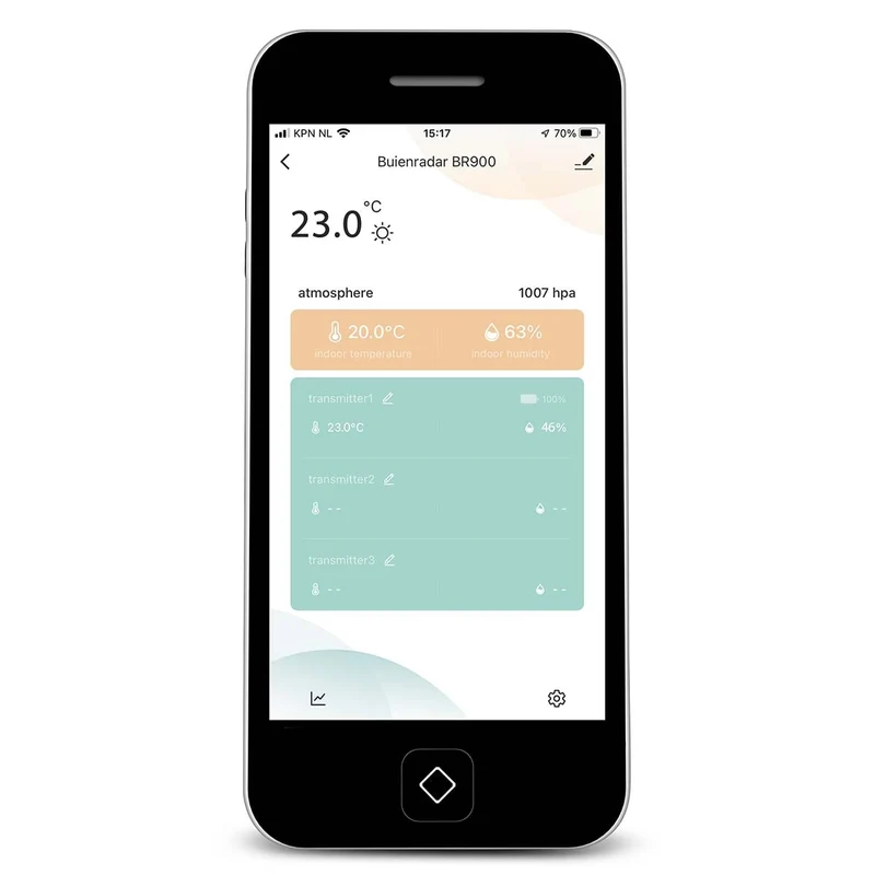 Buienradar BR900 - 3 in 1 WLAN-Wetterstation mit App und kabellosem Außensensor, schwarz