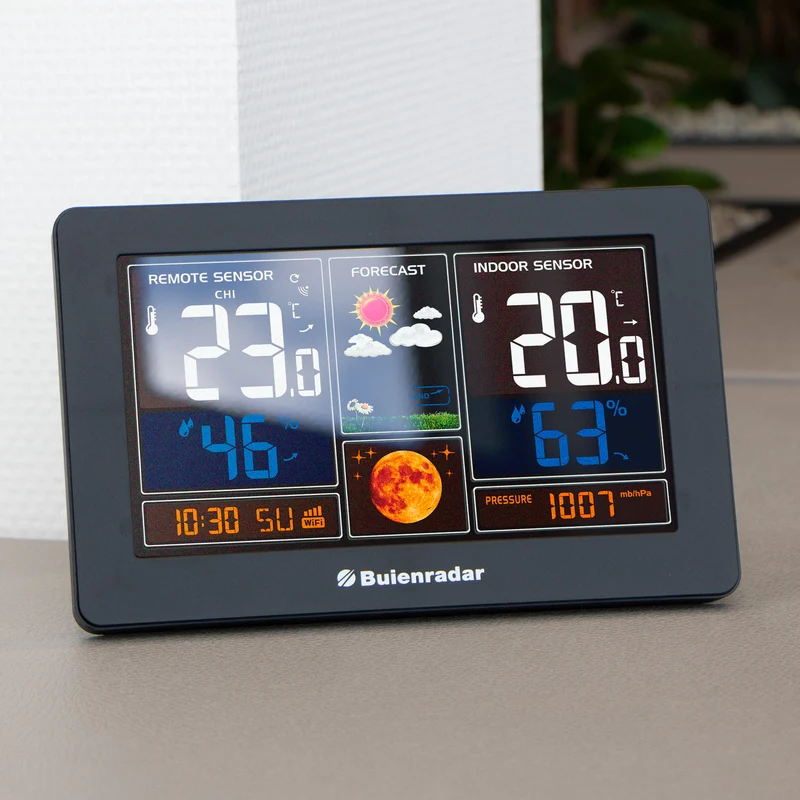 Buienradar BR900 - 3 in 1 WLAN-Wetterstation mit App und kabellosem Außensensor, schwarz