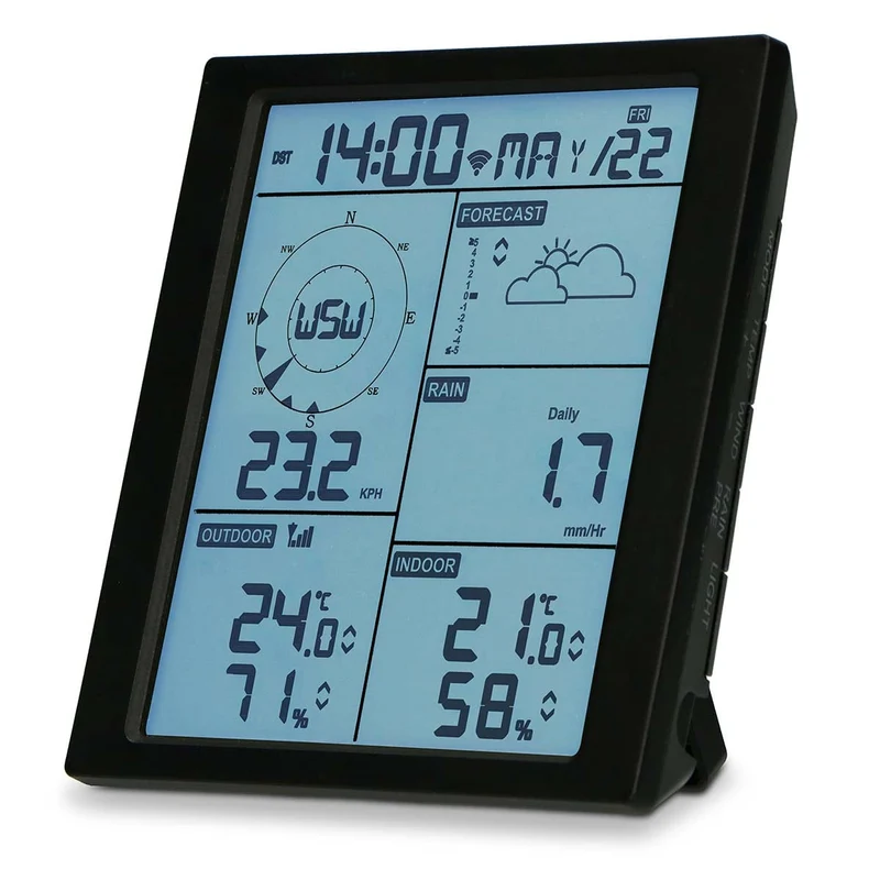Alecto WS5200 - Professionelle 6 in 1 WLAN-Wetterstation mit App und kabellosem Außensensor, schwarz