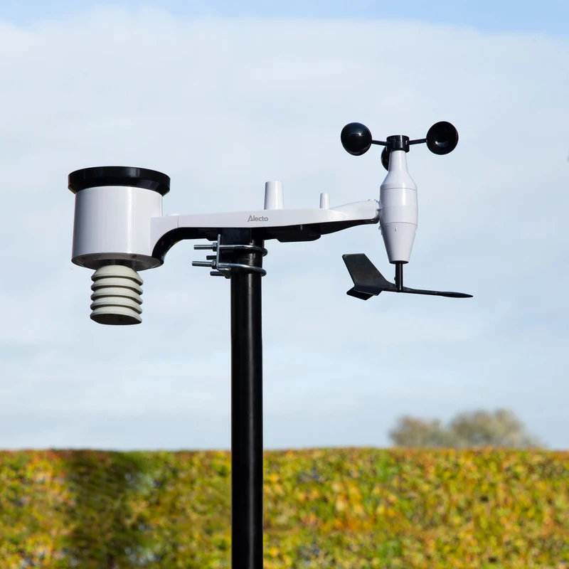 Alecto WS5200 - Professionelle 6 in 1 WLAN-Wetterstation mit App und kabellosem Außensensor, schwarz