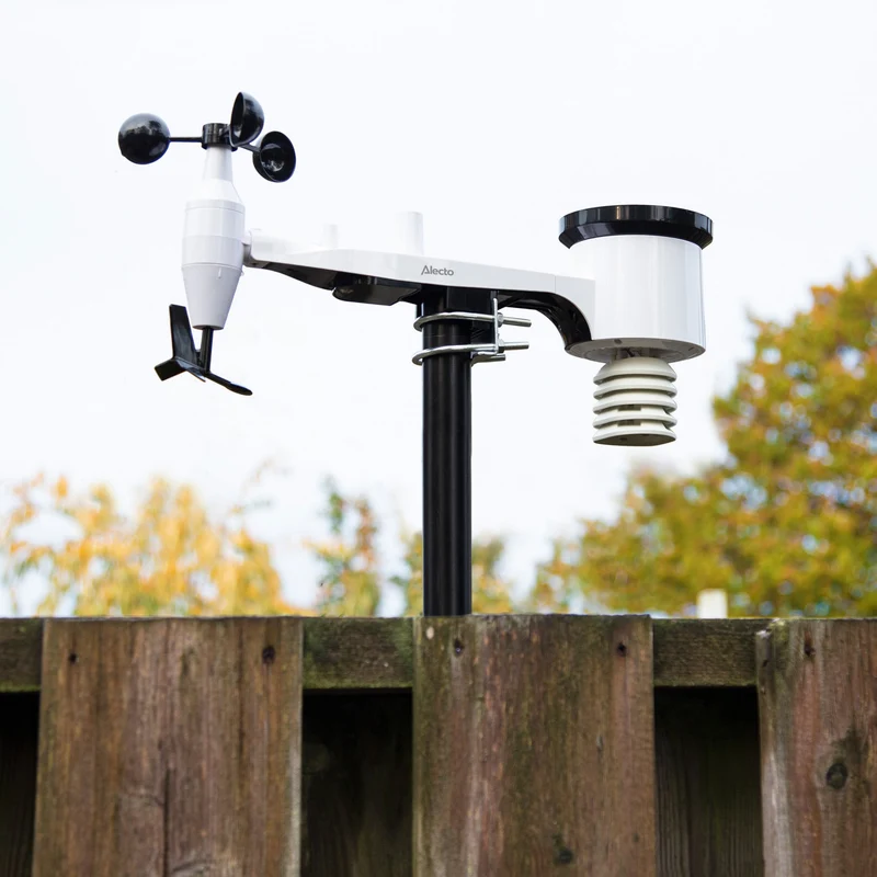 Alecto WS5200 - Professionelle 6 in 1 WLAN-Wetterstation mit App und kabellosem Außensensor, schwarz