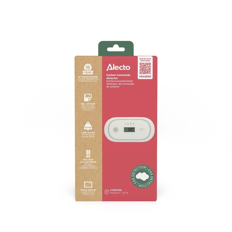 Alecto COA2650 - Kohlenmonoxidmelder mit 10 Jahren Sensorlaufzeit und Display