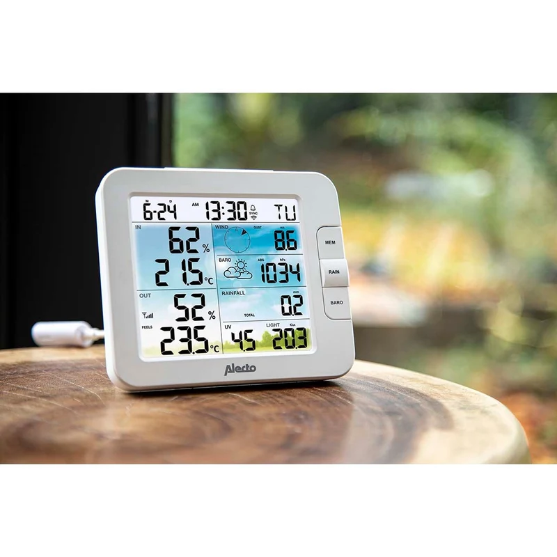 Alecto WS5400 - Professionelle 8-in-1 WLAN Wetterstation mit App und kabellosem Außensensor