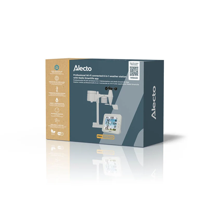 Alecto WS5400 - Professionelle 8-in-1 WLAN Wetterstation mit App und kabellosem Außensensor