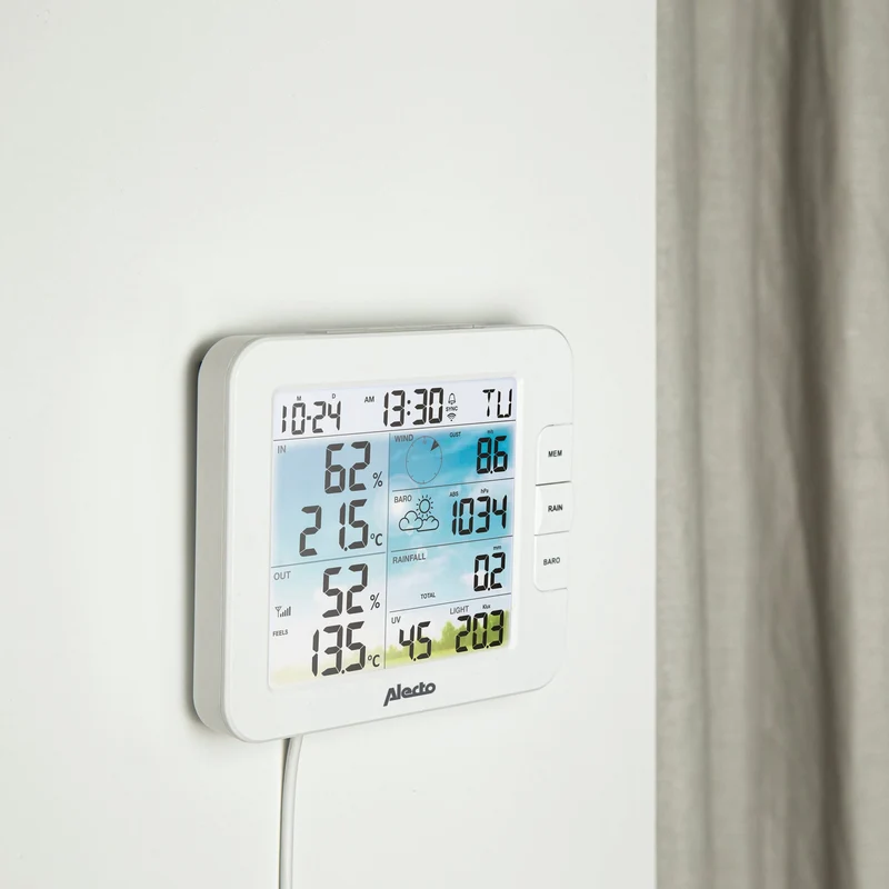 Alecto WS5400 - Professionelle 8-in-1 WLAN Wetterstation mit App und kabellosem Außensensor