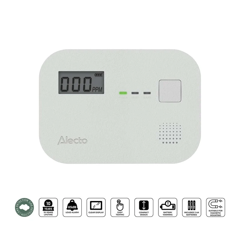 Alecto COA3920 - Kohlenmonoxidmelder mit 10 Jahren Sensorlaufzeit und Display